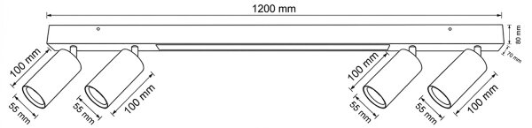 BRILAGI - LED Bodové svietidlo SELE 4xGU10/30W/230V + LED/25W čierna/dubový dekor