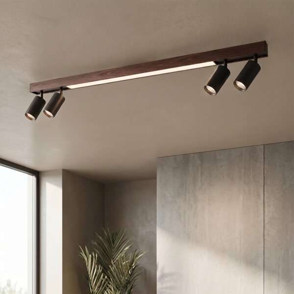 BRILAGI - LED Bodové svietidlo SELE 4xGU10/30W/230V + LED/25W čierna/dubový dekor