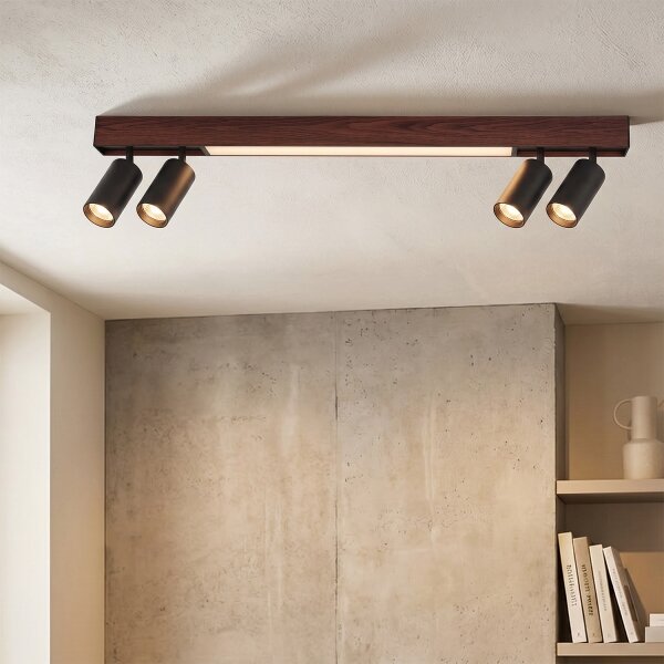 BRILAGI - LED Bodové svietidlo SELE 4xGU10/30W/230V + LED/20W čierna/dubový dekor