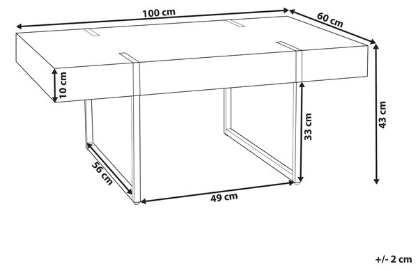 Konferenčný stolík biely MDF 100 x 60 cm čierne kovové nohy doska s mramorovým efektom obdĺžnikový moderný štýl