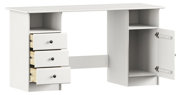 PC stôl 8847BK biely lak, kovové úchytky