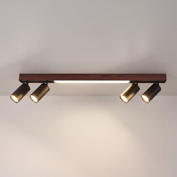 BRILAGI - LED Bodové svietidlo SELE 4xGU10/30W/230V + LED/20W čierna/dubový dekor