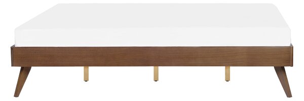 Posteľ tmavý jaseň 140 x 200 cm MDF posteľový rám bez čela s lamelovým roštom spálňa