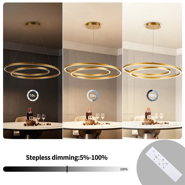BRILAGI-LED Stmievateľný luster na lanku TWISTER LED/105W/230V 3000-6000K zlatá+DO