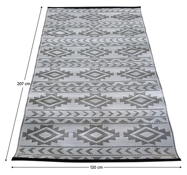 KONDELA Vonkajší koberec, sivá/biela/vzor, 120x207, MEIRIN TYP 2