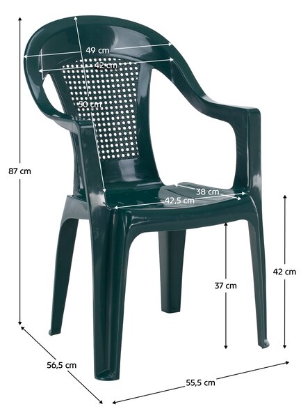 KONDELA Záhradné stohovateľné kreslo, zelená, MEDRO