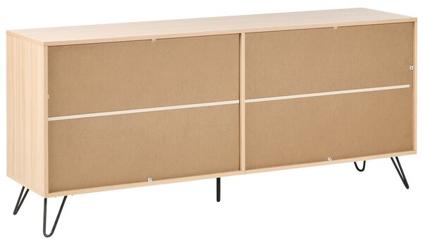Komoda svetlohnedá drevotriesková doska so 6 zásuvkami minimalistický dizajn spálňa