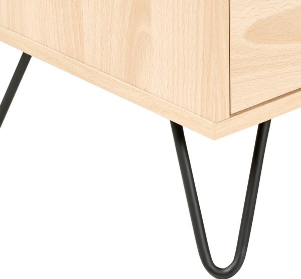 Komoda s 2 dvierkami svetlohnedá drevotriesková doska s 3 zásuvkami minimalistický dizajn spálňa