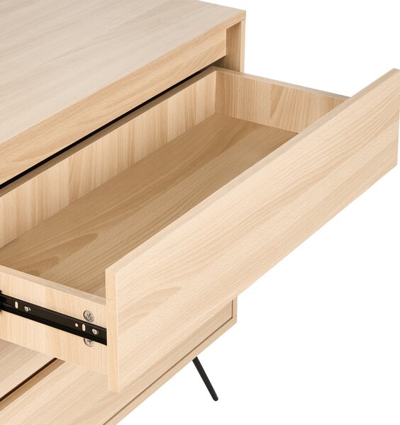 Komoda svetlohnedá drevotriesková doska so 6 zásuvkami minimalistický dizajn spálňa