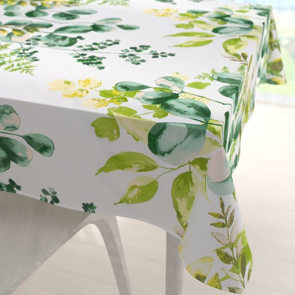 Biante Bavlnený štvorcový obrus Sandra SA-244 Zelený eukalyptus na bielom 50x50 cm