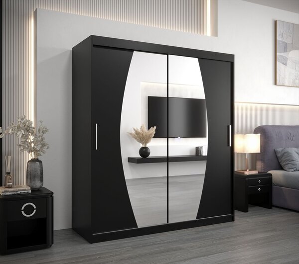 Skriňa s posuvnými dverami DITA - šírka 180 cm, čierna