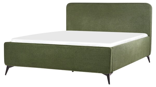 Rám postele s čelom zelené buklé čalúnenie čierne kovové nohy 160 x 200 cm klasický minimalistický štýl spálňa