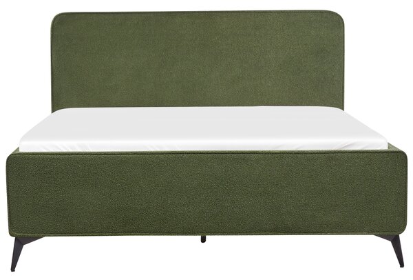 Rám postele s čelom zelené buklé čalúnenie čierne kovové nohy 160 x 200 cm klasický minimalistický štýl spálňa