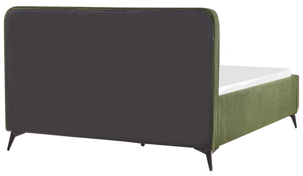 Rám postele s čelom zelené buklé čalúnenie čierne kovové nohy 160 x 200 cm klasický minimalistický štýl spálňa