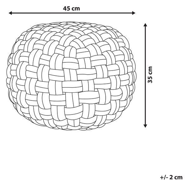 Taburetka červená zamatová 45 x 35 cm okrúhla pletená ručne vyrobená polystyrénová výplň