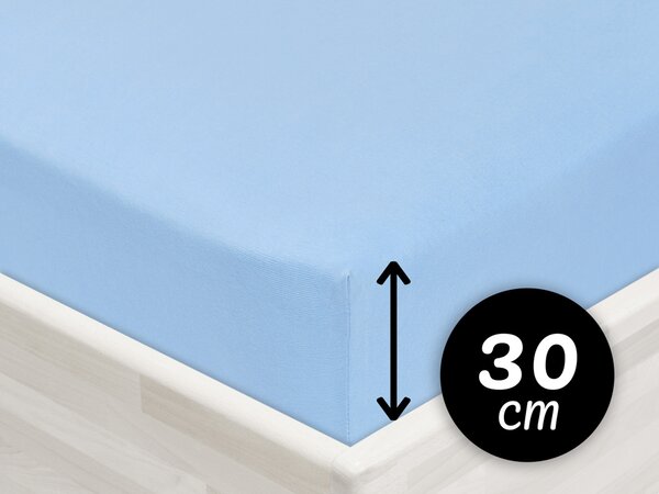 Jersey napínacie prestieradlo na vysoký matrac JR-014 Nebesky modré 80 x 200 - výška 30 cm