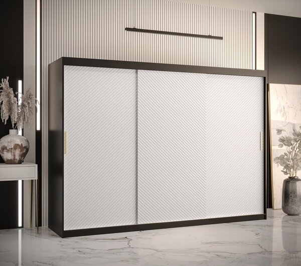 Skriňa s posuvnými dverami PAOLA - šírka 250 cm, čierna / biela