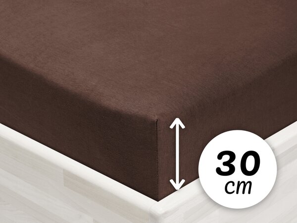 Jersey napínacie prestieradlo na vysoký matrac JR-026 Čokoládovo hnedé 200 x 200 - výška 30 cm