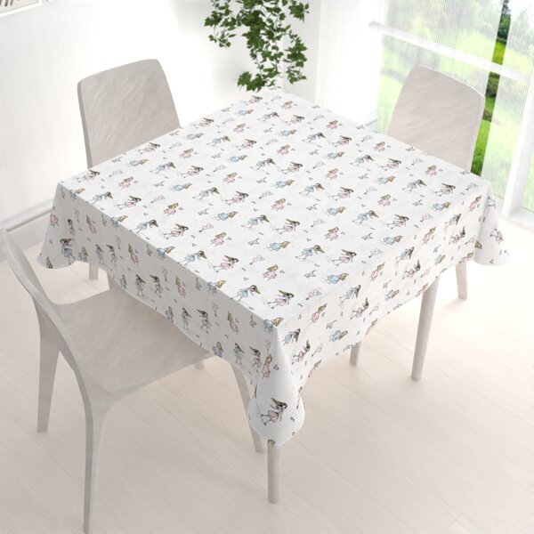 Biante Detský bavlnený štvorcový obrus Sandra SA-261 Krasokorčuliarky na krémovom 70x70 cm