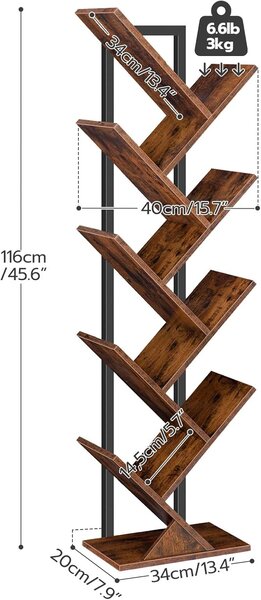 Knižnica Vasagle Mergo 116 cm hnedá