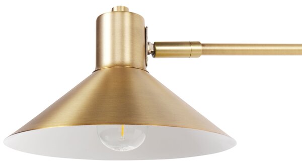 Nástenná lampa zlatá kovová oceľová s 2 tienidlami nastaviteľné ramená moderná industriálna obývacia izba spálňa