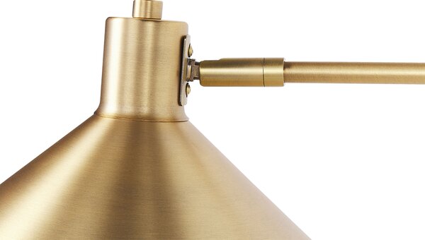 Nástenná lampa zlatá kovová oceľová s 2 tienidlami nastaviteľné ramená moderná industriálna obývacia izba spálňa