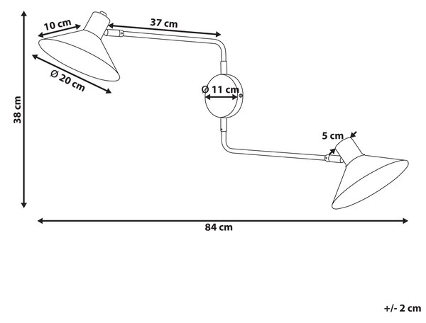 Nástenná lampa čierna kovová oceľová s 2 tienidlami nastaviteľné ramená moderná industriálna obývacia izba spálňa