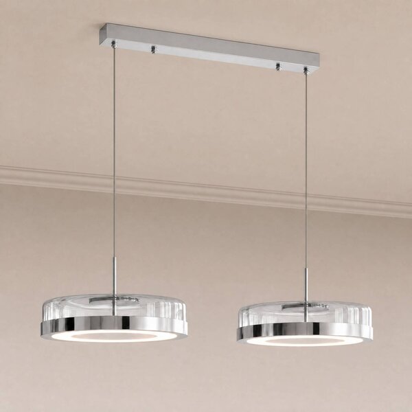 LED závesné svietidlo Lucande La Latta, 2-pl., 80 cm, chróm, sklo, Chrómová / strieborná, Sklo, Dizajn, Závesné svietidlo