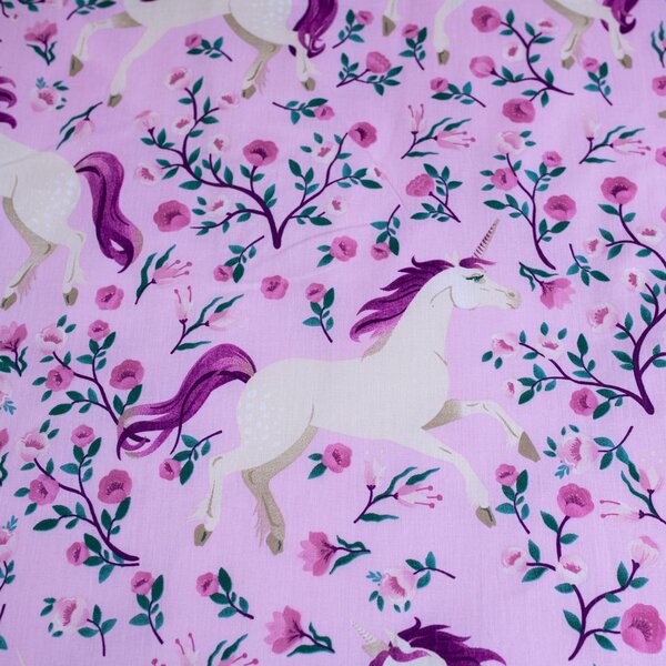 Jerry Fabrics Bavlnené obliečky 140x200 + 70x90 cm - Jednorožec Flowers