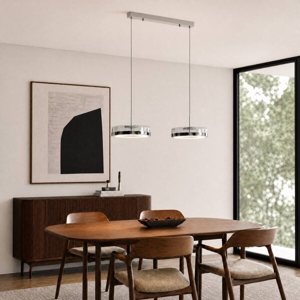 LED závesné svietidlo Lucande La Latta, 2-pl., 80 cm, chróm, sklo, Chrómová / strieborná, Sklo, Dizajn, Závesné svietidlo