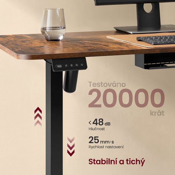 SONGMICS Rohový výškově nastavitelný pracovní stůl Vasagle Grey 160 cm hnědý/černý