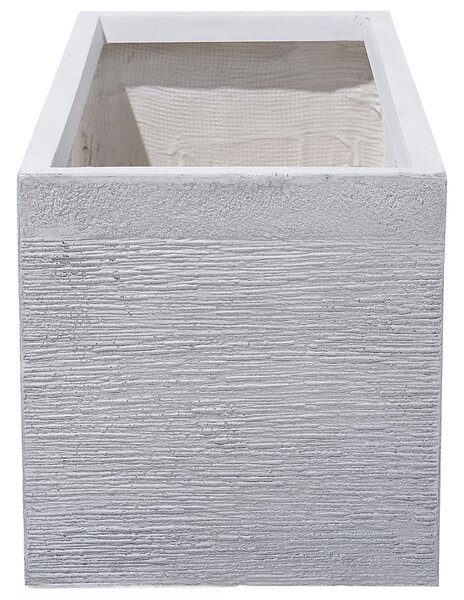Kvetináč biely zmes hliny a vlákien 60 x 29 x 30 cm obdĺžnikový tvar moderný štýl interiér exteriér
