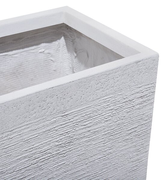 Kvetináč biely zmes hliny a vlákien 60 x 29 x 30 cm obdĺžnikový tvar moderný štýl interiér exteriér