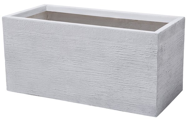 Kvetináč biely zmes hliny a vlákien 80 x 37 x 38 cm obdĺžnikový tvar moderný štýl interiér exteriér