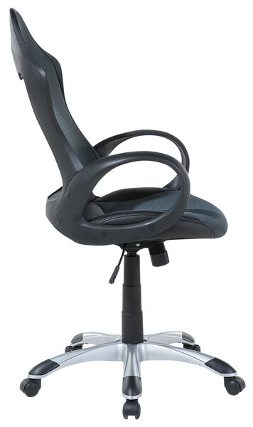 Otočná kancelárska stolička sivá a zelená naklápacie operadlo zo sieťoviny nastaviteľná výška sedadla ergonomické kreslo