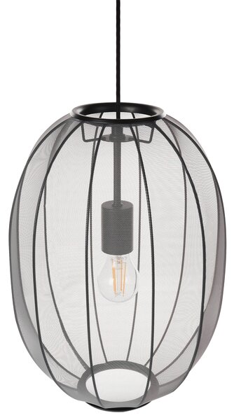Závesná lampa čierna nylon látkové tienidlo osvetlenie moderný štýl obývacia izba