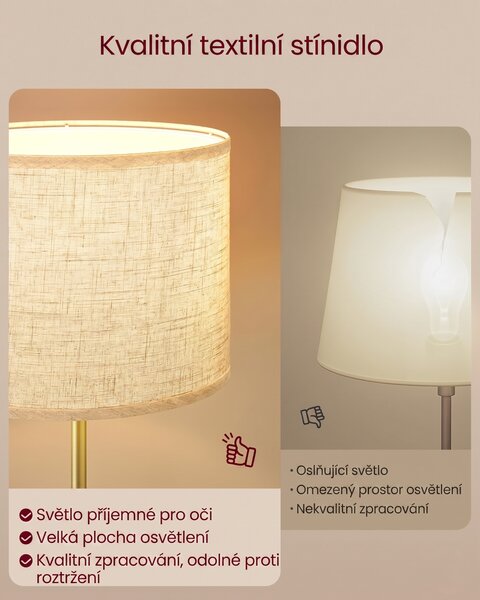 SONGMICS Výškově nastavitelná stojací lampa Vasagle Eupho zlatá/černá