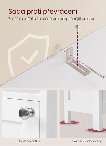 SONGMICS Vysoká koupelnová skříňka s LED osvětlením Vasagle Asmi 40 cm bílá