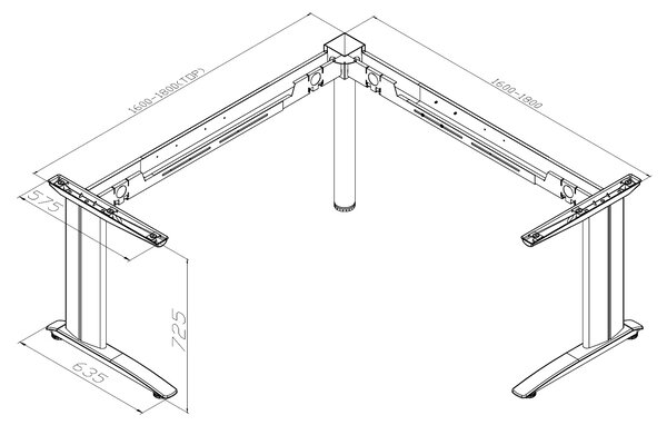 Rohový kancelársky písací stôl PRIMO FLEXIBLE, 160x160 cm, breza