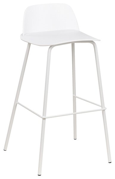 Sada 4 barových stoličiek biela syntetický materiál 90 cm plastové sedadlo kovové nohy moderný štýl kuchyňa jedáleň