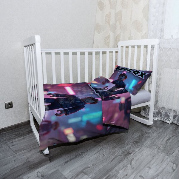 Sablio Mikroplyšové detské obliečky do postieľky ROBLOX Neónové mesto - 120x90 / 40x60