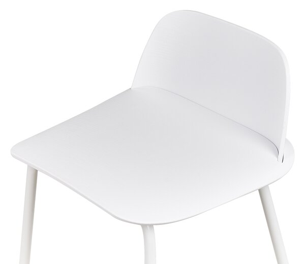 Sada 4 barových stoličiek biela syntetický materiál 90 cm plastové sedadlo kovové nohy moderný štýl kuchyňa jedáleň
