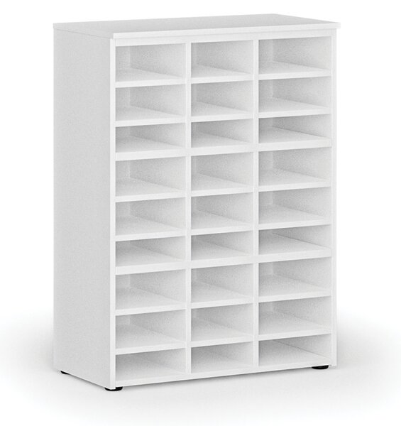 Triediaci regál PRIMO WHITE, 800 x 420 x 1087 mm, 27 priehradok, biely