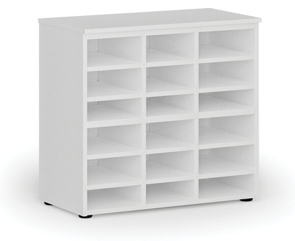 Triediaci regál PRIMO WHITE, 800 x 420 x 740 mm, 18 priehradok, biely