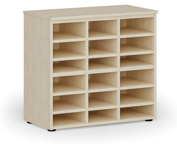 Triediaci regál PRIMO WOOD, 800 x 420 x 740 mm, 18 priehradok, breza