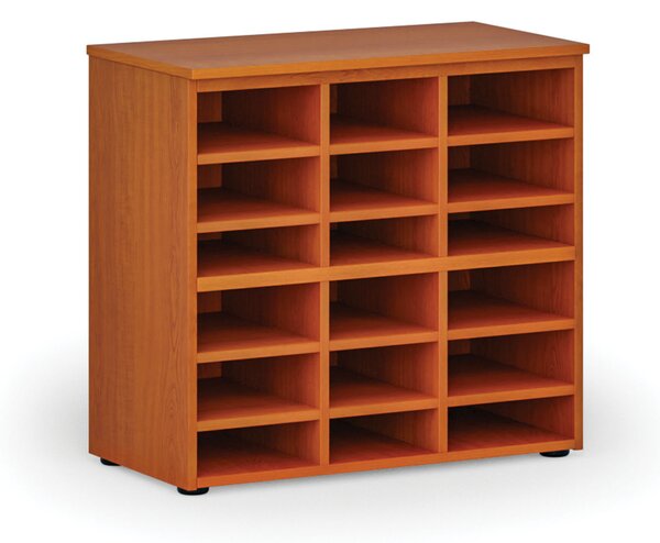 Triediaci regál PRIMO WOOD, 800 x 420 x 740 mm, 18 priehradiek, čerešňa