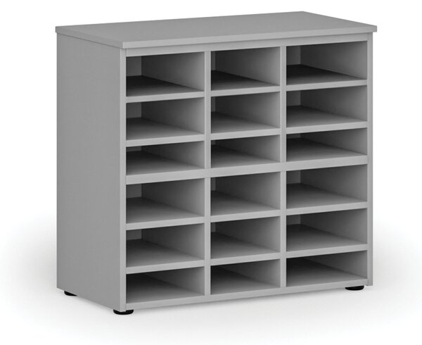 Triediaci regál PRIMO GRAY, 800 x 420 x 740 mm, 18 priehradok, sivý