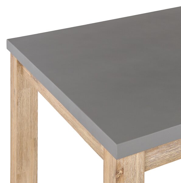 Záhradný jedálenský stôl sivá svetlé akáciové drevo 180 x 90 cm betónová doska 8-miestny industriálny štýl interiér exteriér