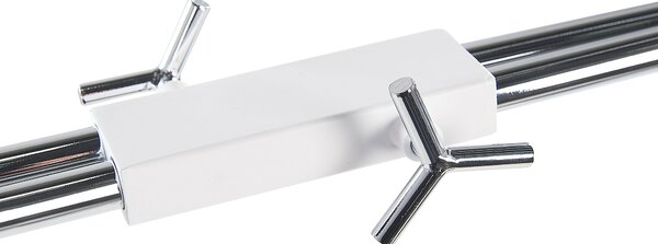 Závesná lampa biela a strieborná kovová 2 textilné tienidlá minimalistický dizajn osvetlenie do interiéru