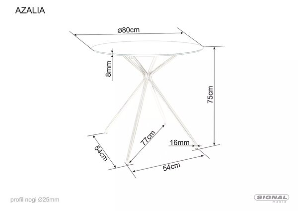 Signal Stôl AZALIA transparent/ zlatá konštrukcia FI 80